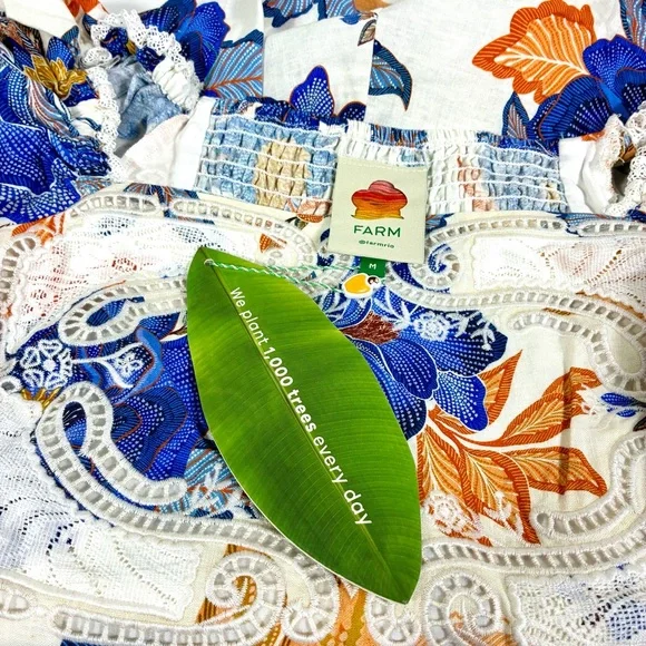 Farm Rio Lace Trim Romper Off-White Summer Flowers Small Medium Large NWT - Picture 8 of 17